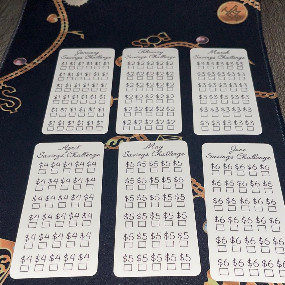 Monthly Savings Challenge Cards